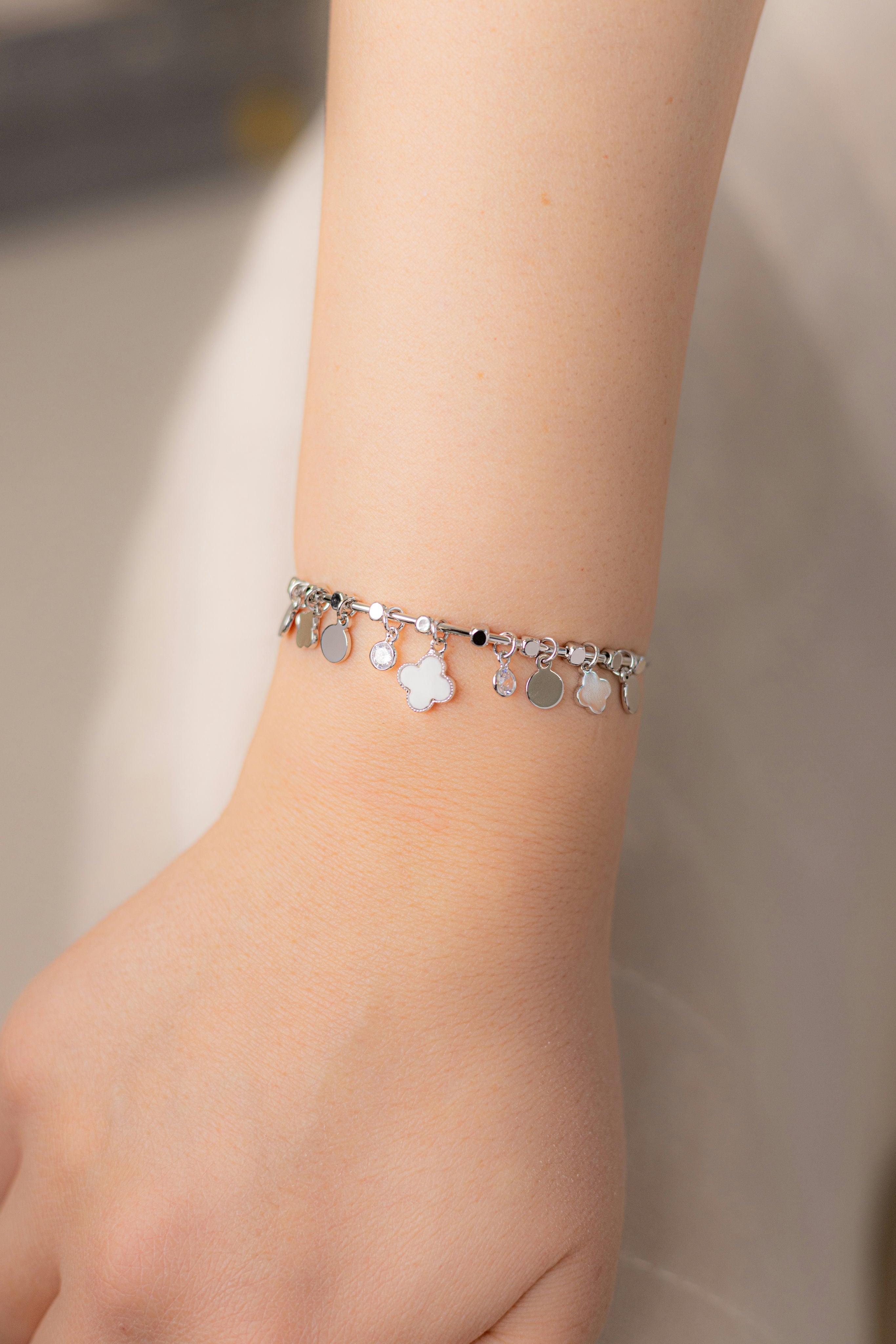 Armreif White Clover Mini