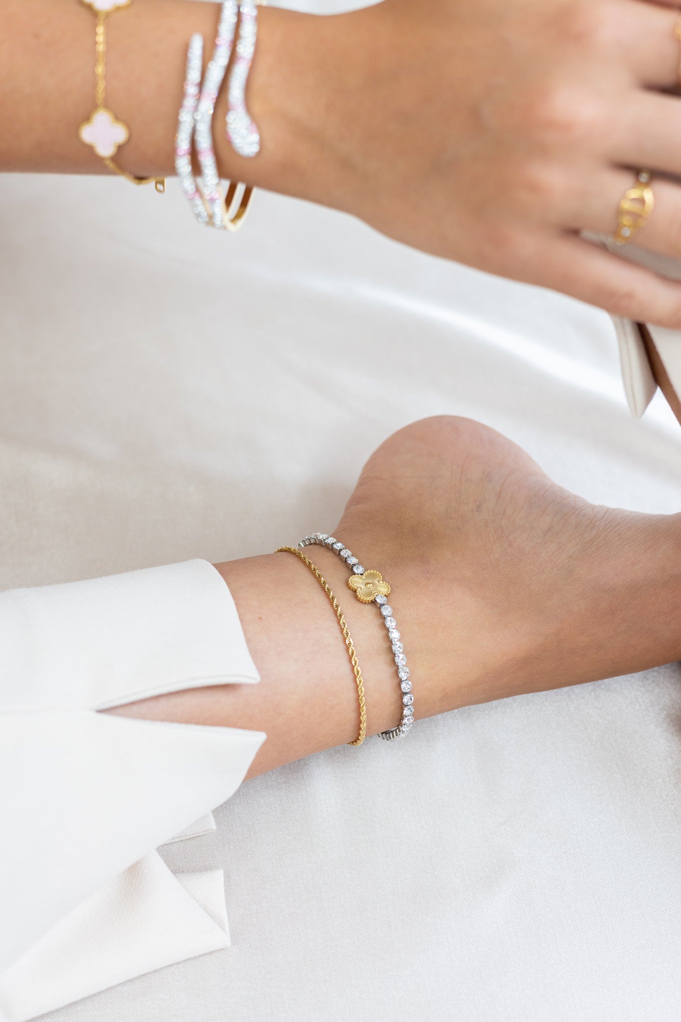 Baguette Clover Anklet