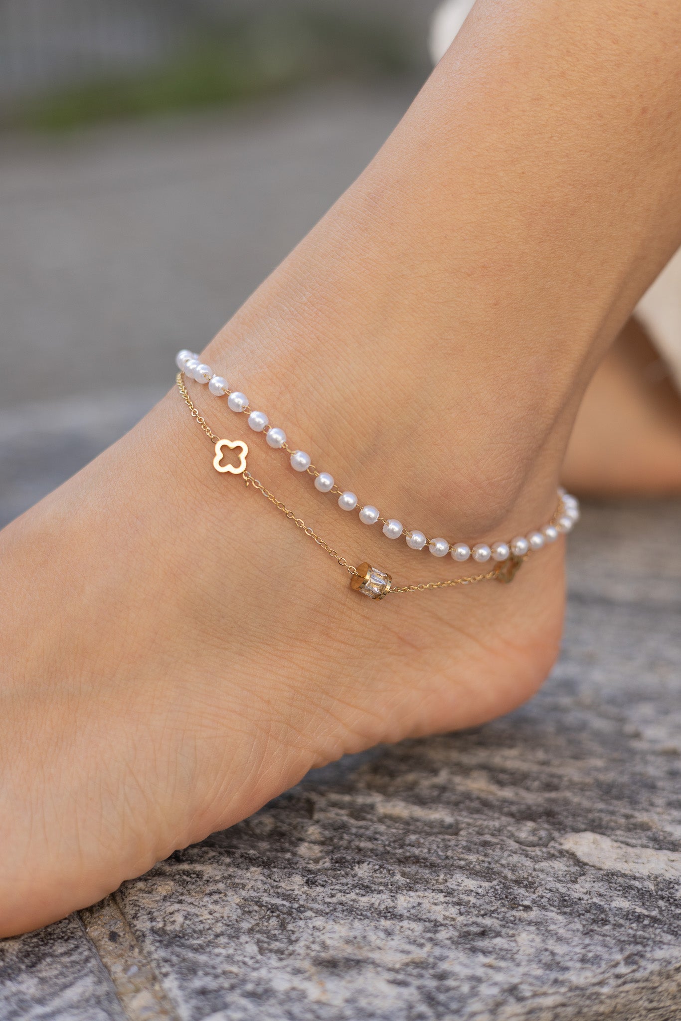Pearl Clover Anklet