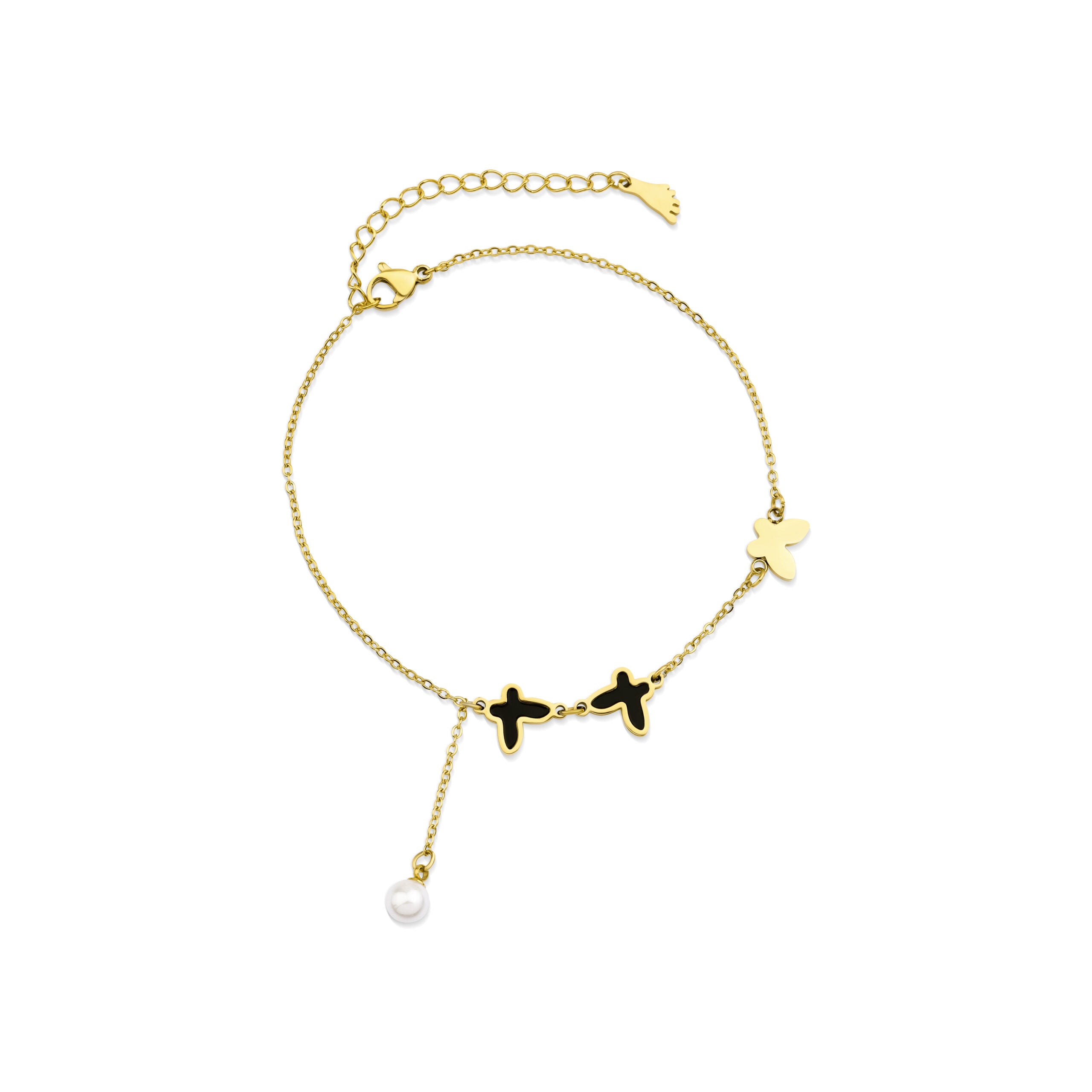 Anklet Double Black Butterfly