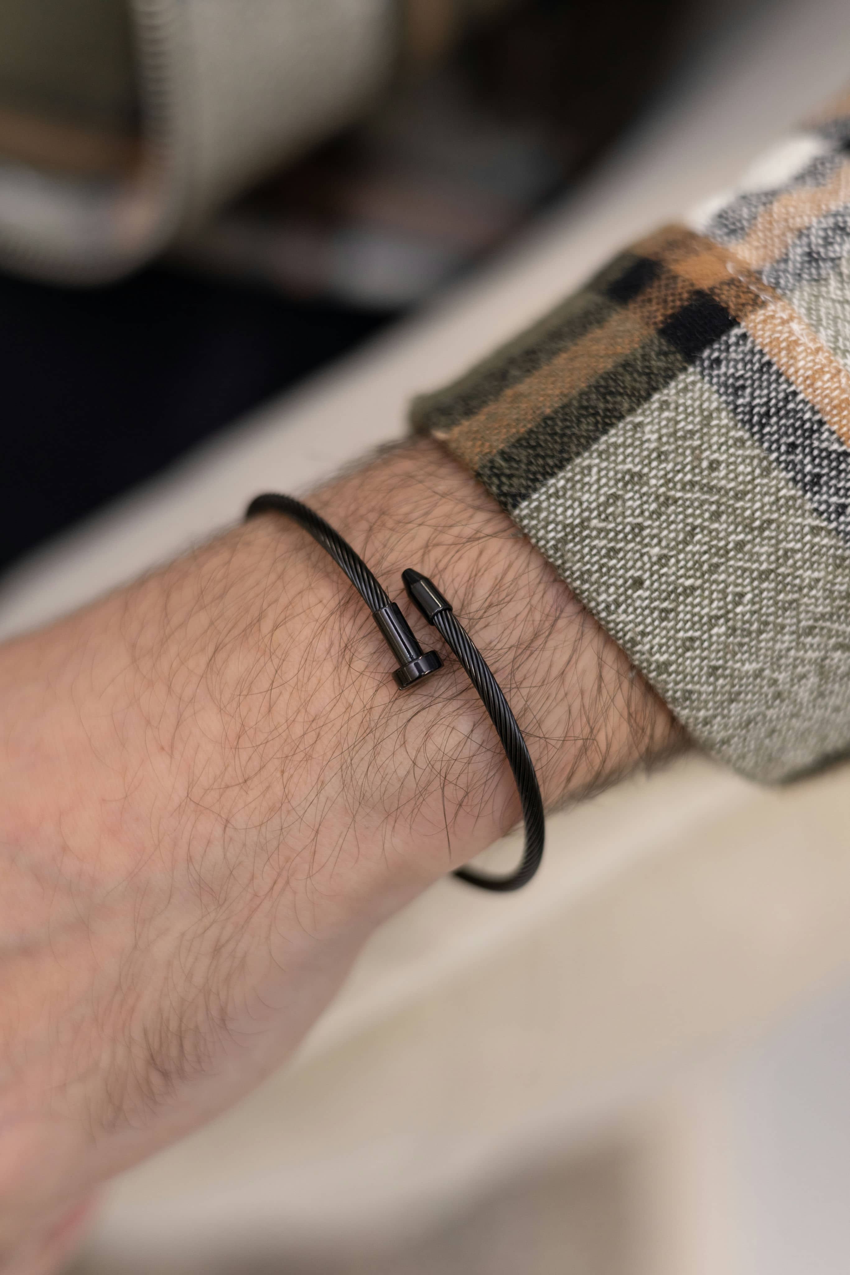 Men's Nail Luxury Steel Black Link Bracelet | Konga Online Shopping
