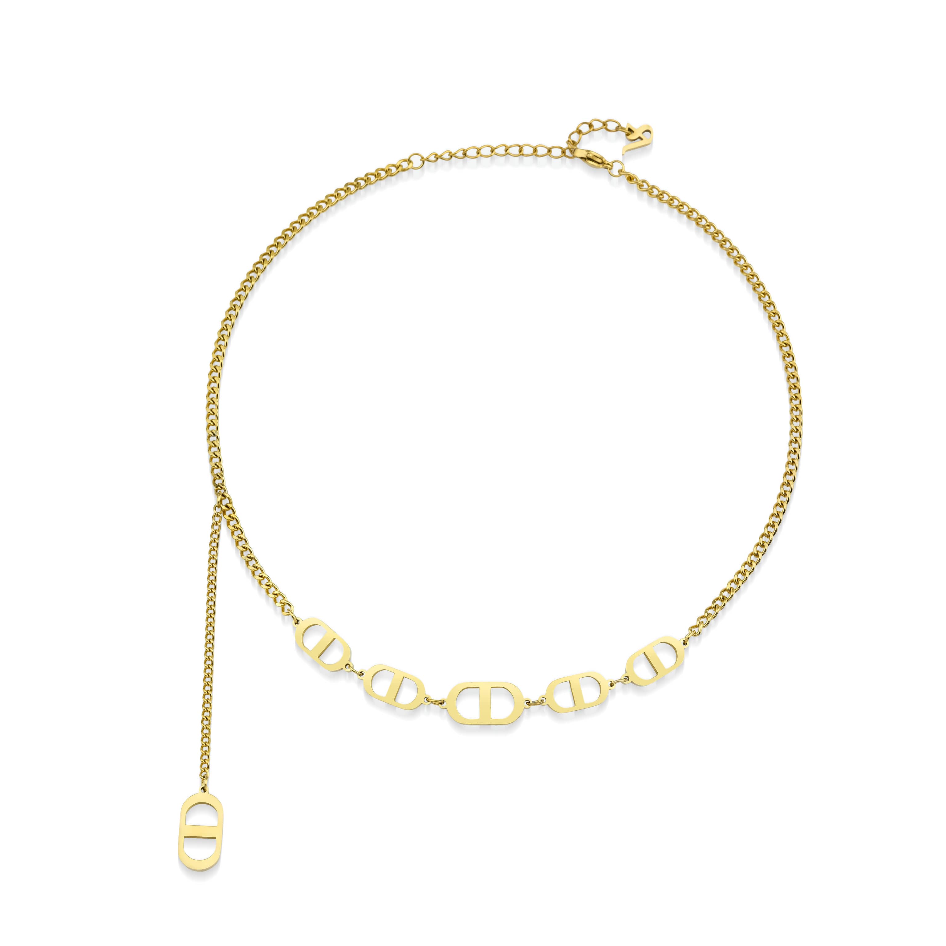 Christian Dior Long Curb Chain CD Necklace | Rent Christian Dior jewelry  for $55/month
