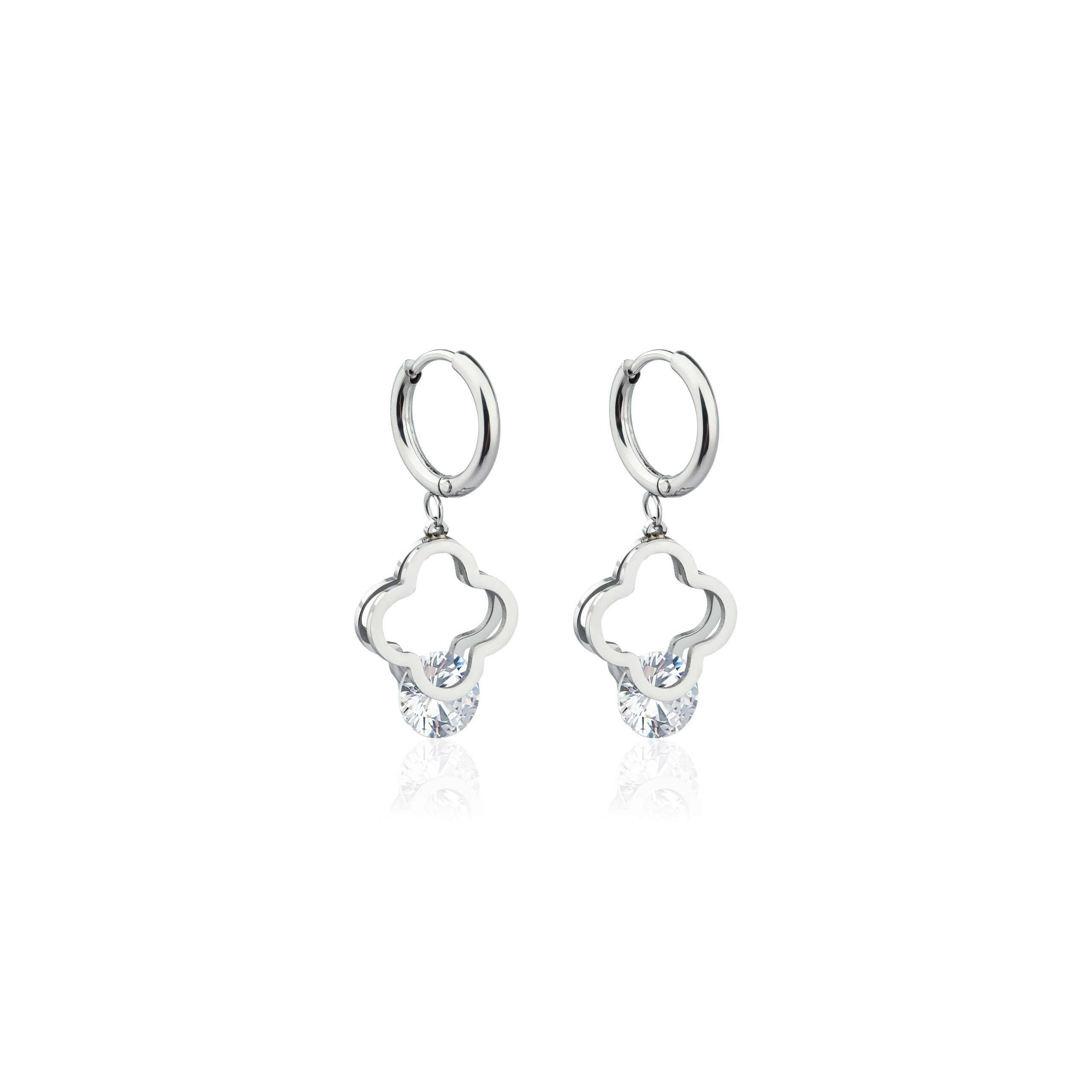 Diamond Clover hoop earrings